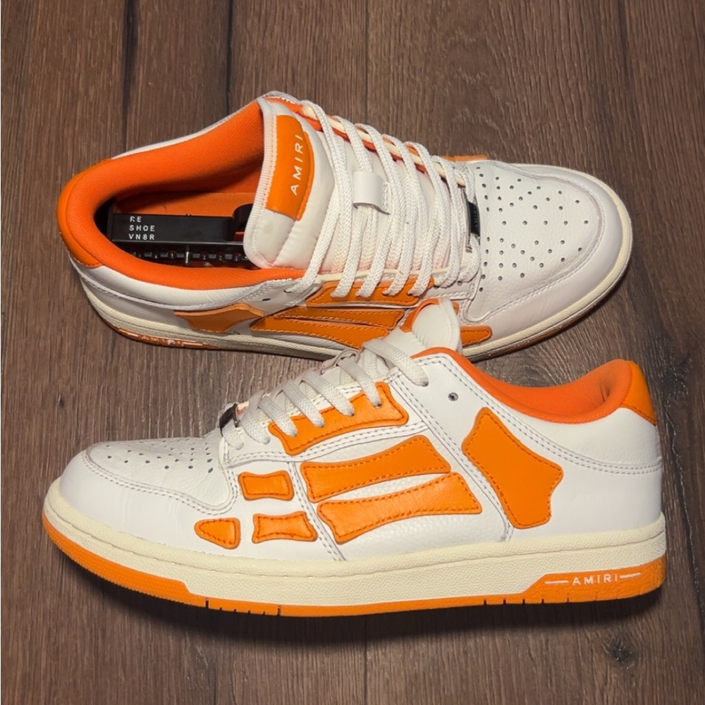AMIRI White and Orange Low-Top Sneakers